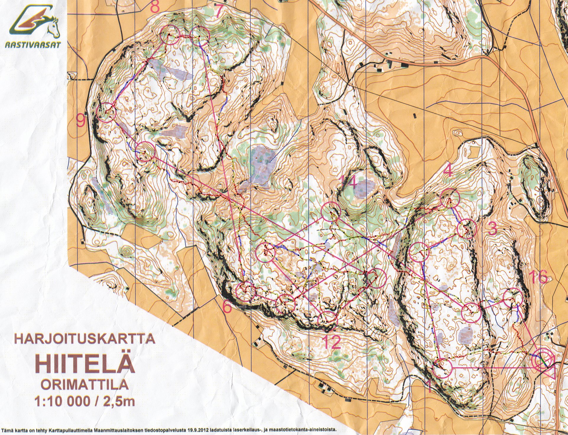 Hiitelä training with a Karttapullautin map (2013-06-23)