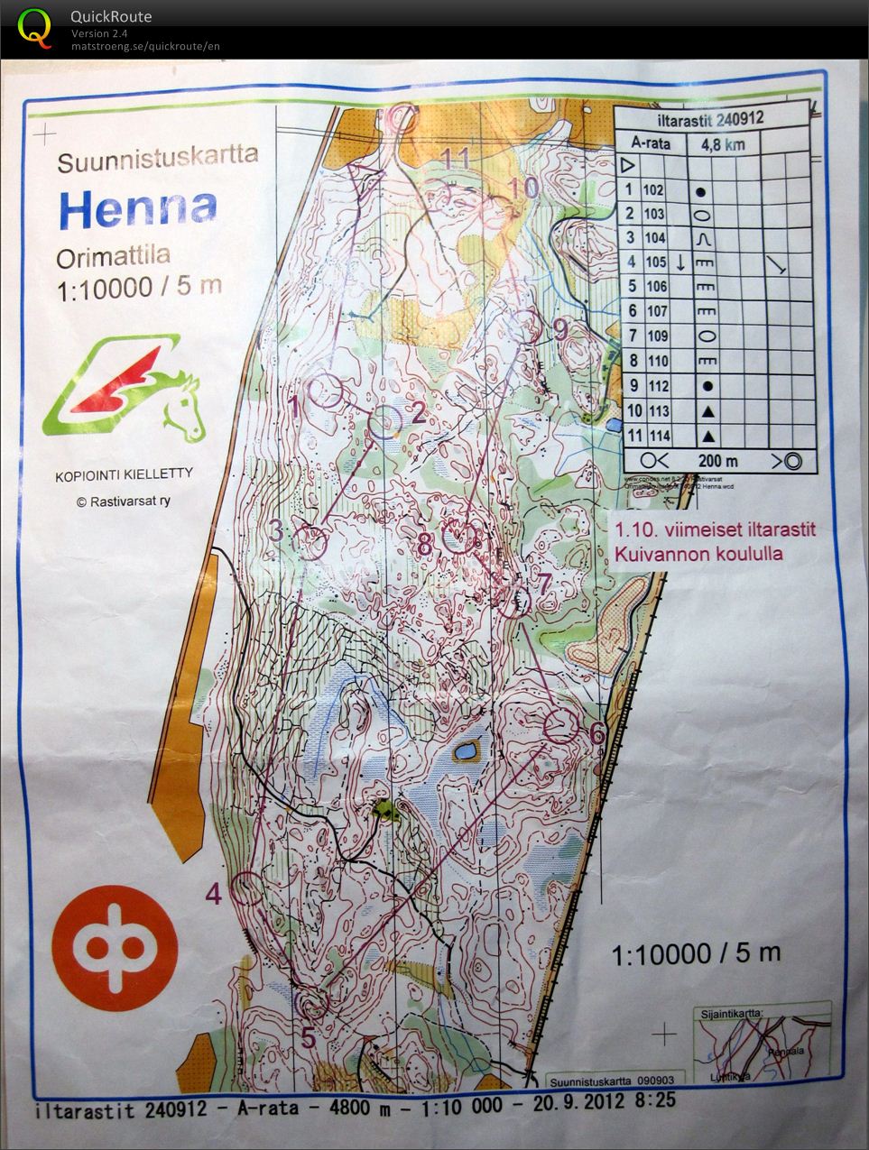 Iltarastit Henna A-rata (2012-09-24)